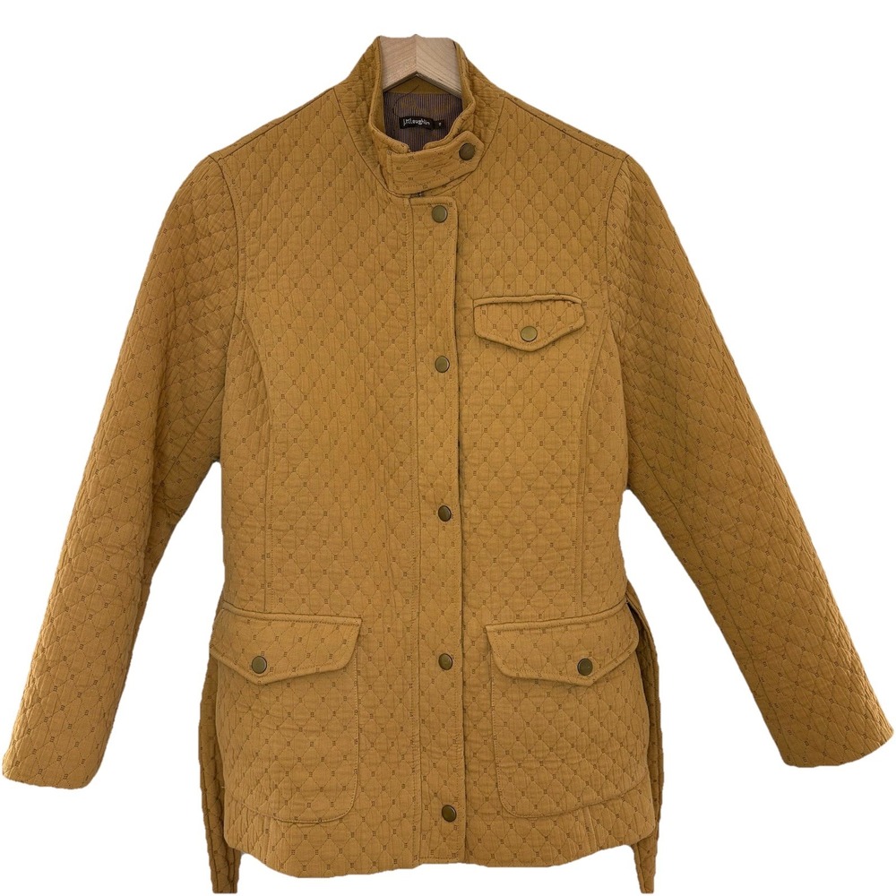 J. MCLAUGHLIN Quilted Jacket 8 Brown Casual Preppy Twee Academia Capsule Coastal